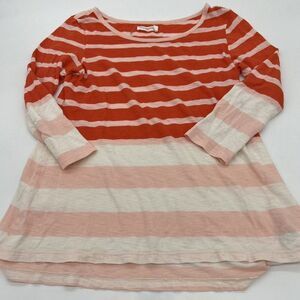 Anthropologie Pilcro Shirt XS Red Pink Striped Long Sleeve Womens